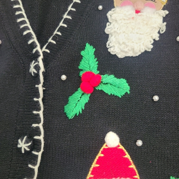 Victoria Jones Vintage Santa Christmas Vest Women's Size Large - Picture 4 of 6